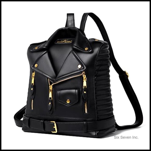 Leather Backpack with Chain Strap, Zipper Closure, Utility Pocket main image 6